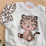 Inverno 2025 - Blusão Oncinha Bebê e Calça Legging - Off White e Preto