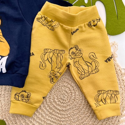 Inverno 2025 - Conj. Casaco e Calça de Moletom Simba - Marinho e Mostarda