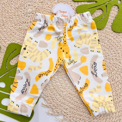 Inverno 2025 - Conj. Jaqueta e Calça de Moletom Leão e Onça - Off White e Laranja