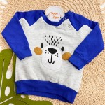 Inverno 2025 - Conj. Blusão Urso Fofo e Calça em Moletom - Azul e Ferrugem