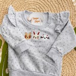Inverno 2025 - Conj. Blusão Poá com Bichinhos e Legging - Mescla e Bordô