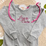 Inverno 2025 - Conj. Casaco Love Cute e Legging Corações - Mescla e Pink