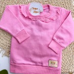 Inverno 2025 - Conj. Blusa com Gola em Lese e Legging Baby Bear - Rosa