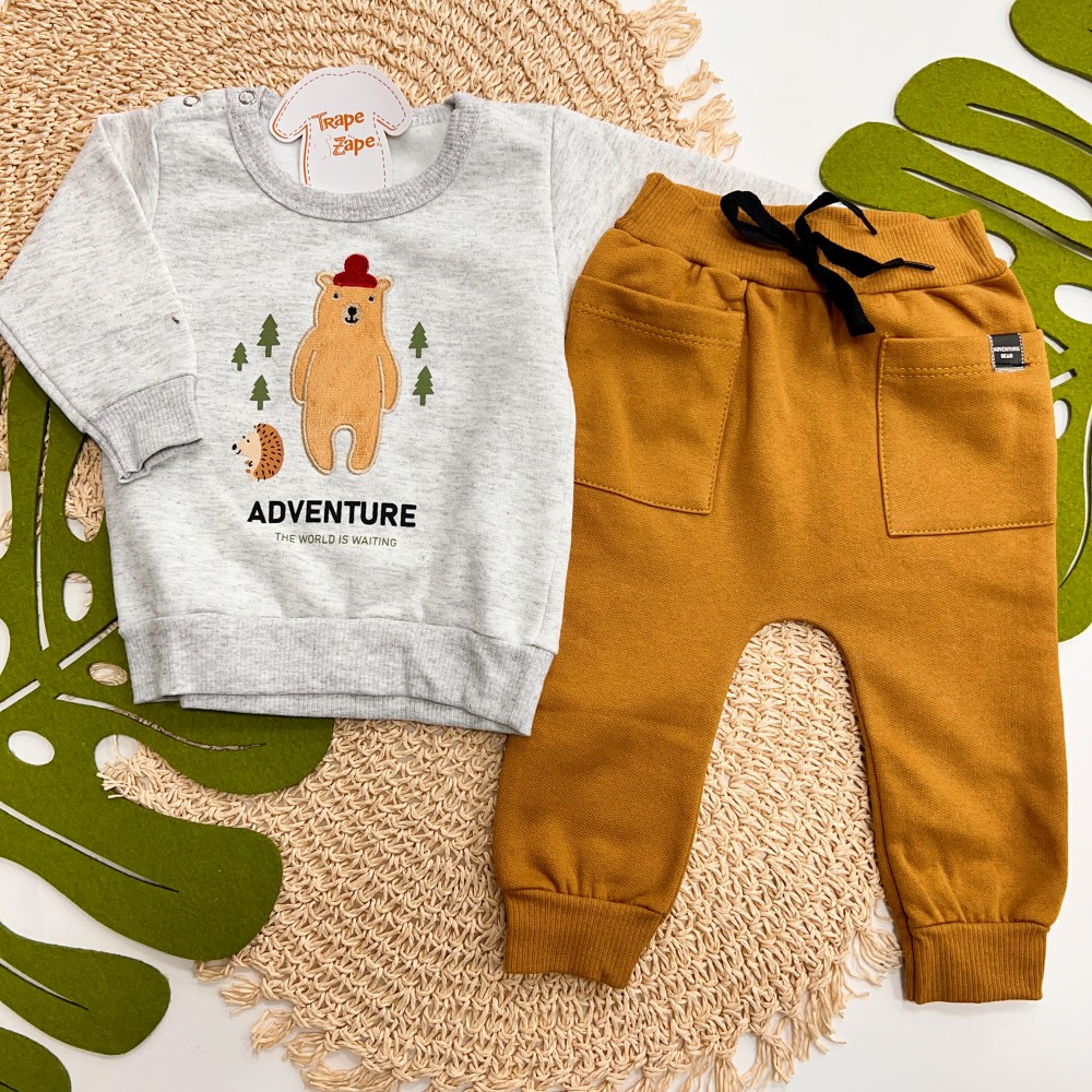Inverno 2025 - Conj. Blusão Adventure The World e Calça em Moletom - Mescla