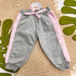  Inverno 2025 - Conj. Blusão Ursinha Feliz e Calça em Moletom - Mescla e Rosa