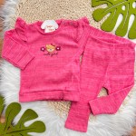 Inverno 2025 - Conj. Blusa Cute Girl e Calça em Plush Canelado - Pink