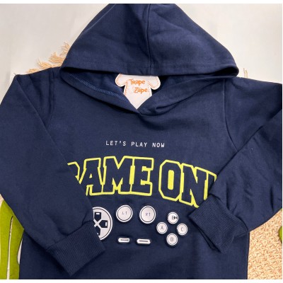  Inverno 2025 - Conj. Blusão com Capuz "Game On" e Calça em Moletom - Marinho