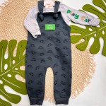 Inverno 2025 - Conj. Blusa Manga Longa Play Car e Jardineira Little Boy - Chumbo