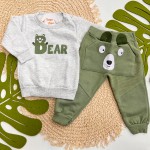 Inverno 2025 - Conj. Blusa Bear e Calça em Moletom - Mescla e Verde