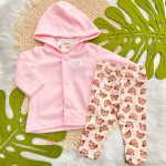 Inverno 2025 - Conj. Casaco com Capuz e Legging Ursinhas - Rosa