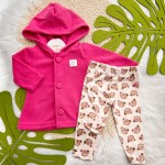 Inverno 2025 - Conj. Casaco com Capuz e Legging Ursinhas - Pink