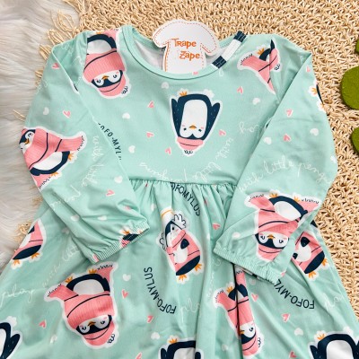 Inverno 2025 - Conj. Vestido Little Piguins com Bolsinha - Verde