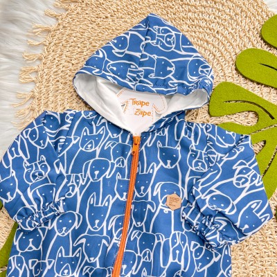 Inverno 2025 - Jaqueta Corta Vento Dog - Azul Jeans e Branco