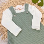 Inverno 2025 - Salopete/ Vestido Soft canelado verde com blusa térmica off