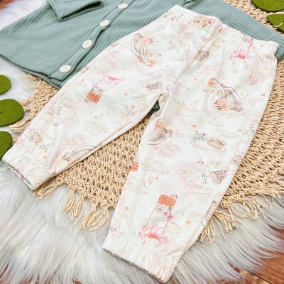 Inverno 2025 - Conjunto sobretudo soft verde canelado com calça estampada