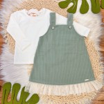 Inverno 2025 - Salopete/ Vestido Soft canelado verde com blusa térmica off