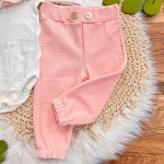 Inverno 2025 - Conj. Body Manga Longa Flor Bordada e Calça - Areia e Rosa