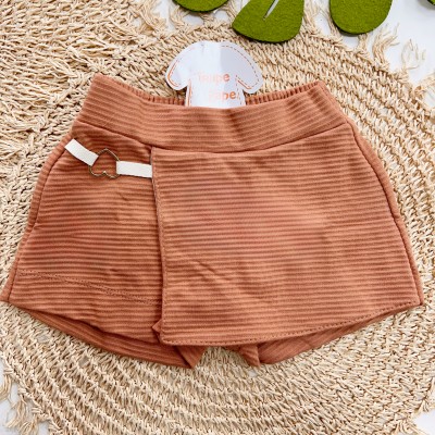 Inverno 2025 - Conj. Regata Corações e Short Saia - Caramelo
