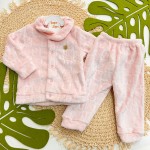  Inverno 2025 - Conj. Casaco Coelhinhas e Calça em Pelinhos - Rose