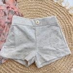 Inverno 2025 - Conj. Body Floral  e Short em Linho - Salmão