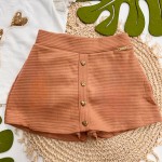Inverno 2025 - Conj. Blusa Canelada Corações e Short Saia - Rose e Off White