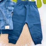 Inverno 2025 - Conj. Jaqueta Pelinho Dinos e Calça em Moletom - Azul