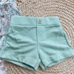 Inverno 2025 - Conj. Body Floral  e Short em Linho - Verde