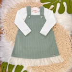 Inverno 2025 - Salopete/ Vestido Soft canelado verde com blusa térmica off