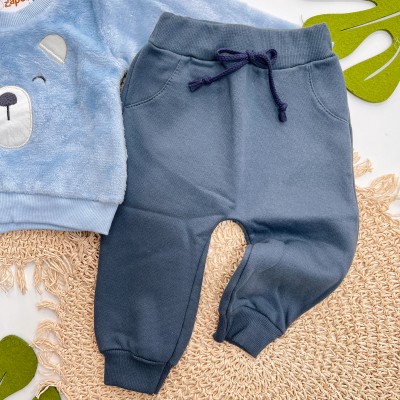 Inverno 2025 - Conj. Ursinho Fofo Casaco de Pelinho e Calça moletom - Azul