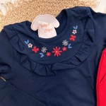Inverno 2025 - Conj. blusa marinho Florzinhas e Calça Moletom vermelha