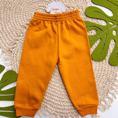 Inverno 2025 - Conj. Jaqueta com Capuz Dinos e Calça em Moletom - Bege e Laranja 