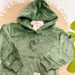  Inverno 2025 - Conj. Baby Dinos! Casaco em Plush Com Capuz e Calça Moletom - Verde