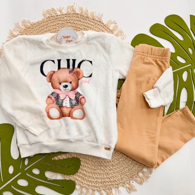 Inverno 2025 - Conj. Blusão em Plush Ursa Chic e Calça Legging - Off White
