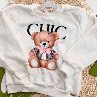 Inverno 2025 - Conj. Blusão em Plush Ursa Chic e Calça Legging - Off White