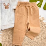 Inverno 2025 - Conj. Coelhinho Casaco com Capuz em plush e legging flanelada- Off e Caramelo 