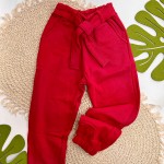 Inverno 2025 - Conj. blusa marinho Florzinhas e Calça Moletom vermelha