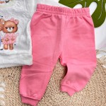 Inverno 2025 - Conj. Beary Cute Casaco em plush off e Calça Moletom Rosa