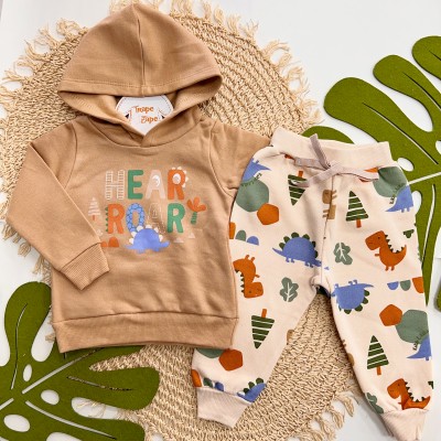 Inverno 2025 - Conj. Blusão com Capuz Hear Roar e Calça Dinos - Areia
