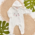 Inverno 2025 - Macacão em Plush com Capuz Coelha Feliz - Off White
