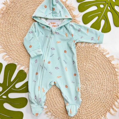 Inverno 2025 - Macacão em Plush Mini Savana com Capuz - Verde
