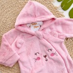 Inverno 2025 - Macacão em Plush com Capuz Coelha Feliz - Rosa