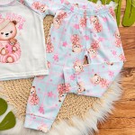 Inverno 2025 - Pijama em Malha Térmica Ursinha Love - Azul