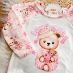 Inverno 2025 - Pijama em Malha Térmica Ursinha Love - Rosa