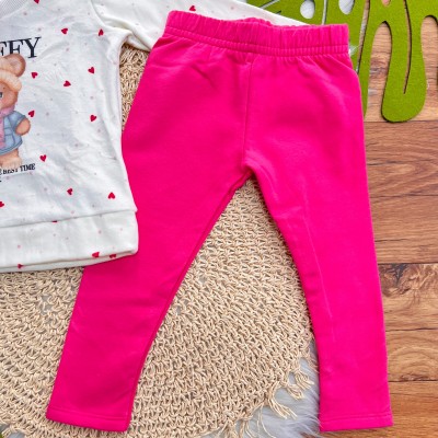 Inverno 2025 - Conj. Blusa Manga Longa Ursinha de Gorro e Calça Legging - Off White