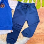  INVERNO 2025 - Conj. 3 peças Colete Canelado My Little Friends, Blusa de Malha e Calça Moletom - Marinho