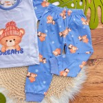 INVERNO 2025 - Pijama em Malha Térmica Urso com Gorro Dreams - Azul
