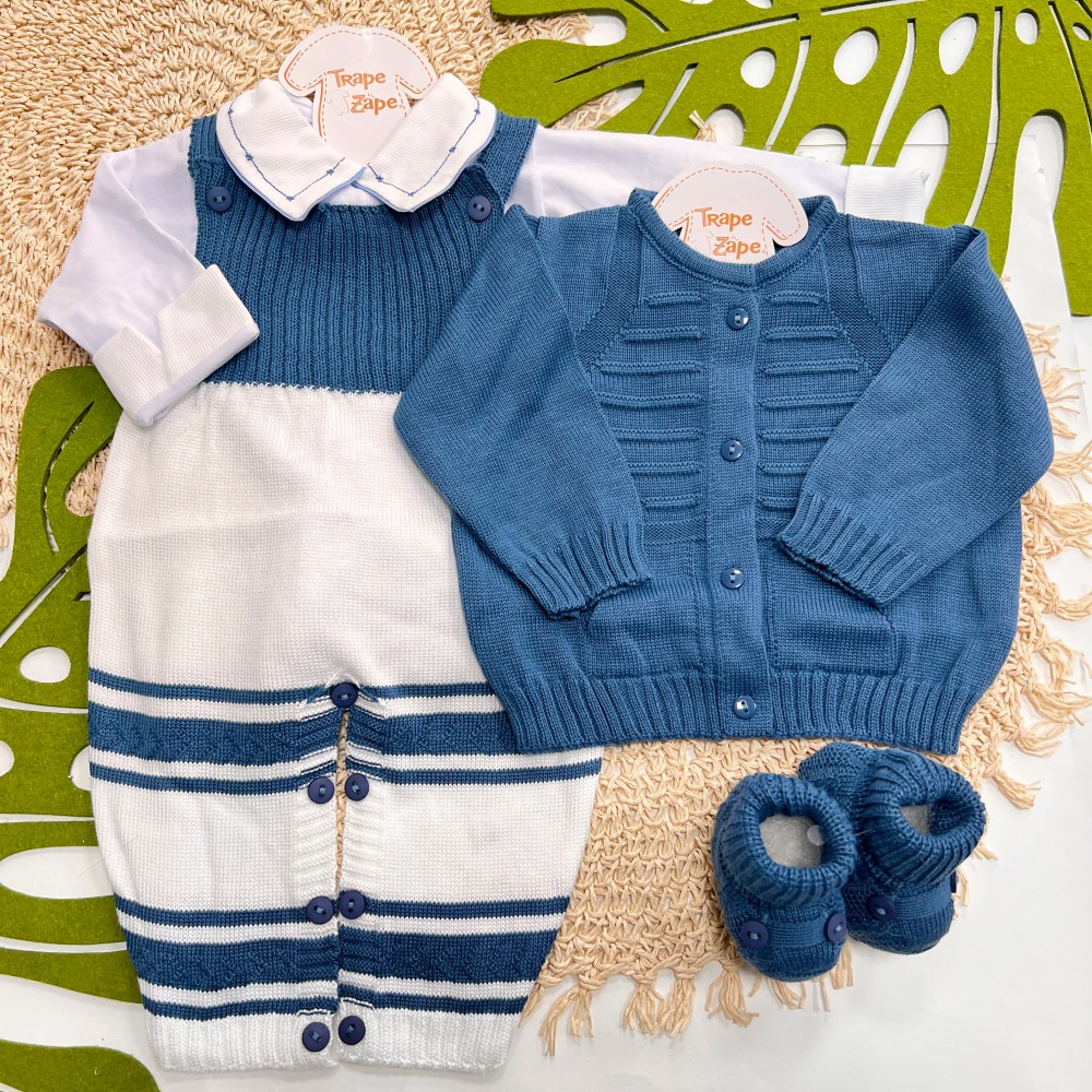 Kit Mauricinho - Azul Jeans Gola Linha e Asterisco 