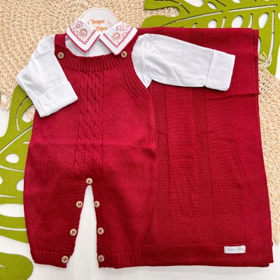 Saída de Maternidade Sam - Vermelho Gola Safari