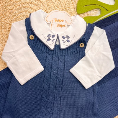 Saída de Maternidade Sam - Azul Marinho Gola Aviaõzinho