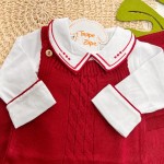 Saída de Maternidade Sam - Vermelho Gola Bolinhas